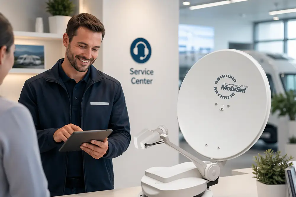 Vollautomatische Kathrein Camping-Antenne im Service-Center