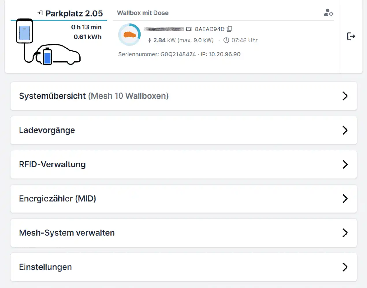easyOperate App: Übersicht Webinterface